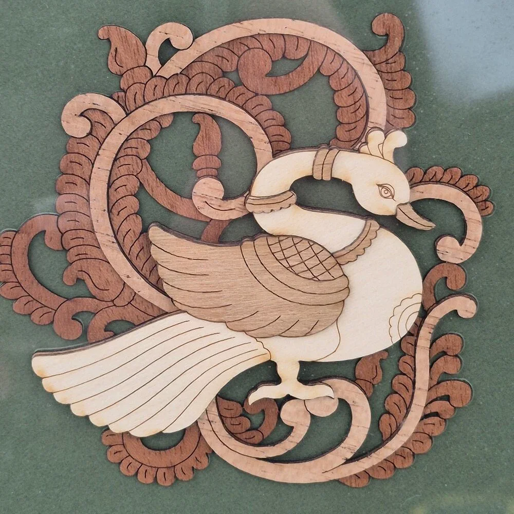 Mini Wooden Swan Laser Cut Framed Picture 8 x 8